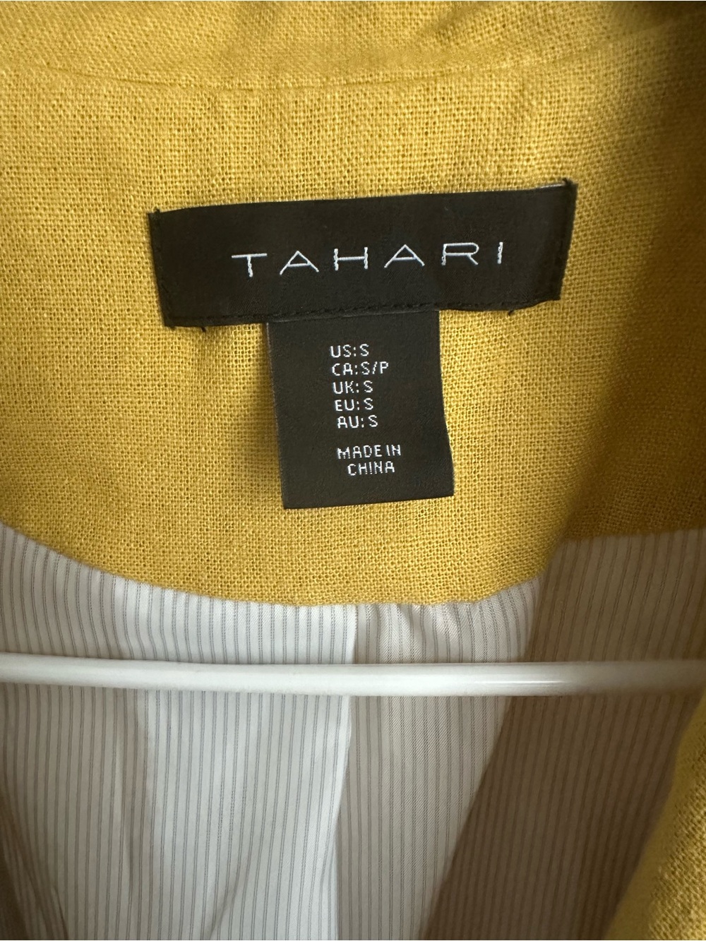 Tahari Mustard Yellow Linen Blend Double Breasted Blazer Jacket Size S - Picture 3 of 6